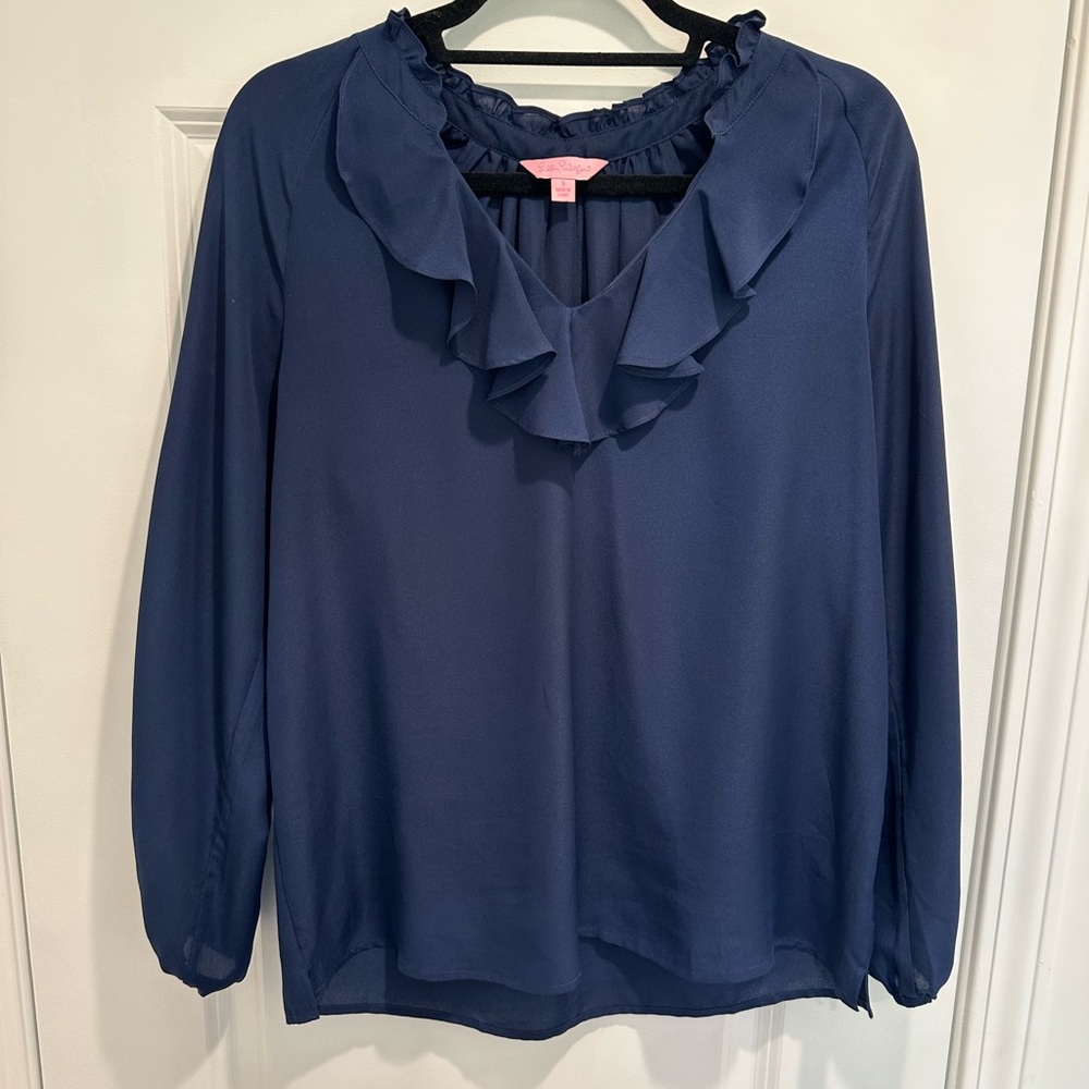 Lilly Pulitzer Women’s Navy Ruffle Blouse